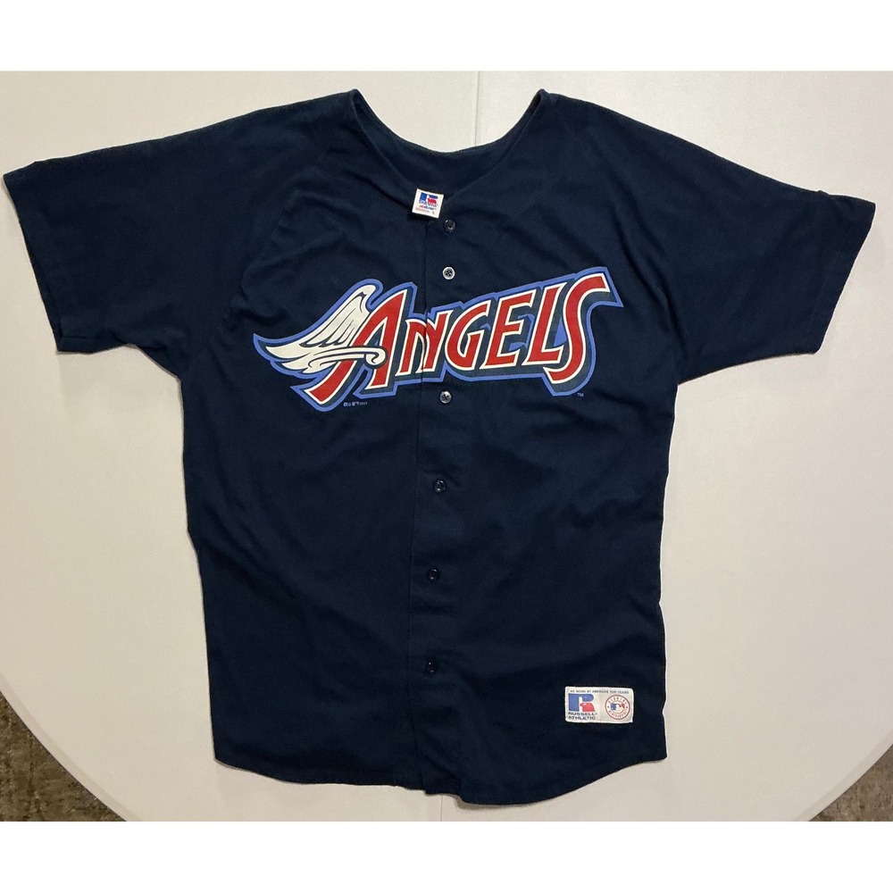 VTG USA Made 90s Russell Athletic Anaheim Angels Winged Logo Baseball Jersey L